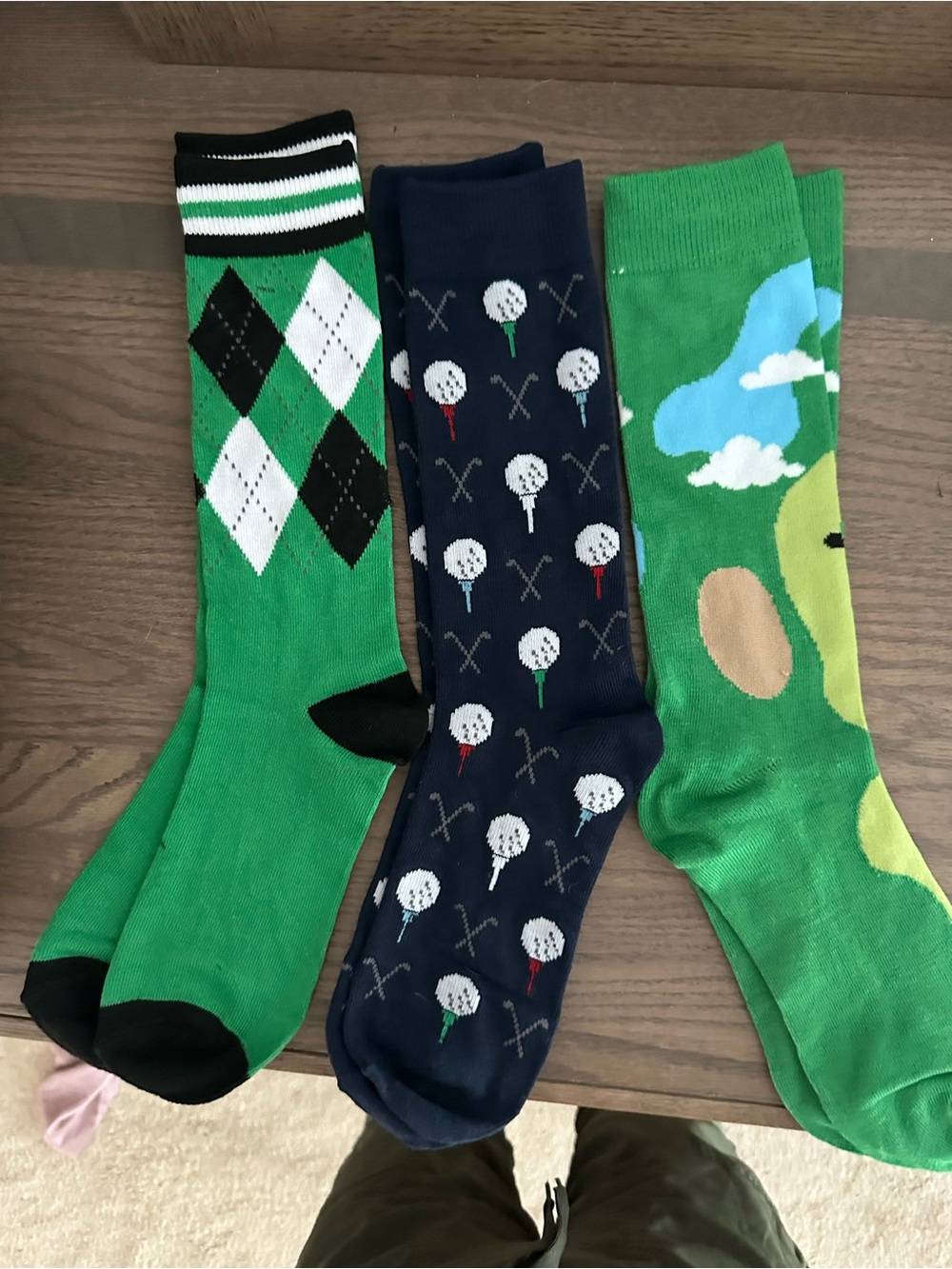 Men's Green Argyle & Golf Pattern Socks - Pack of 3. NWT!